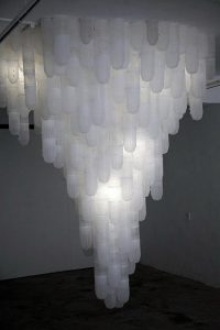 Deceive 2012, plastic shrimp traps, Lights, installation at PingPong art space Taiwan, size 300 x 300 x 350 - Wolfgang Stiller