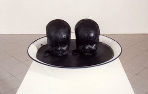 black twins, 2002, Wachs in Emailschüssel 27 x 27 x 25 - Wolfgang Stiller